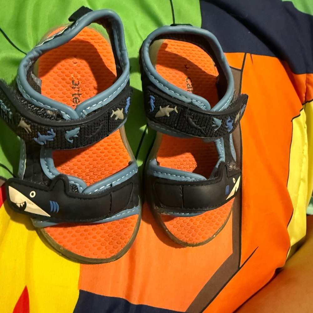 Carter's Black and Orange Shark Sandals